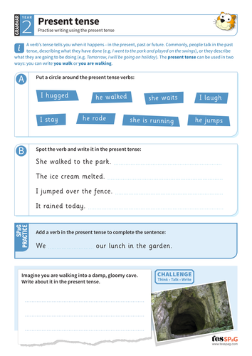 Present Tense Worksheet Year 2 Spag Teaching Resources