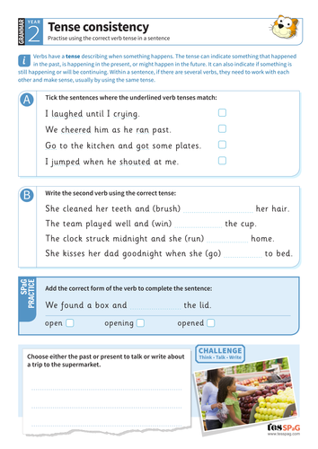 Verb Tense Consistency Worksheet For Middle School