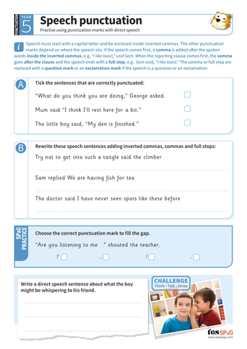 Speech marks homework year 5 picture