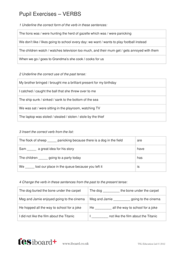 Types Of Verbs Year 6