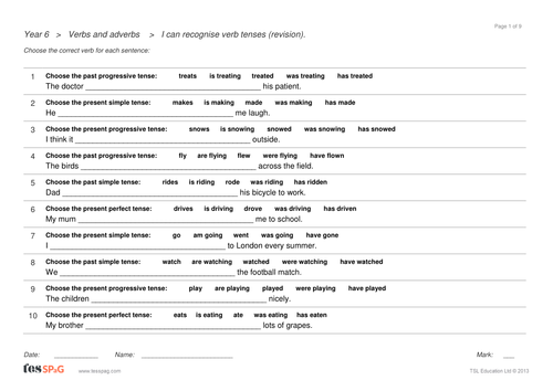 Verbs And Adverbs Question Sheets Year 6 Spag By Tes