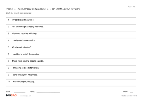Noun phrases worksheet pdf picture