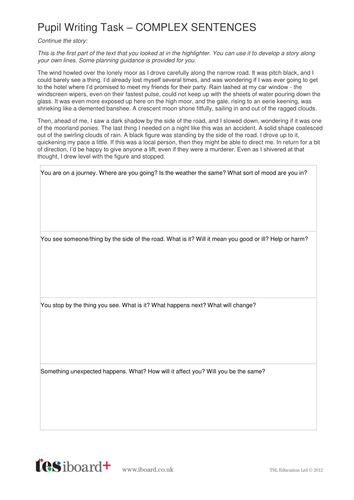 Complex Sentences Writing Task Year 6 Spag Teaching Resources