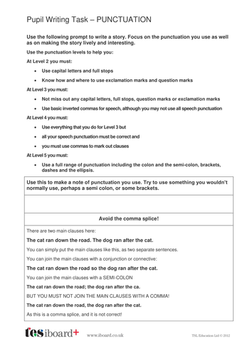 writing homework task year 6