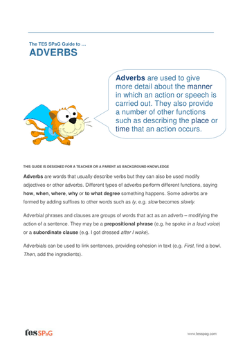 Adverbs - Teacher/Parent Spag Guide