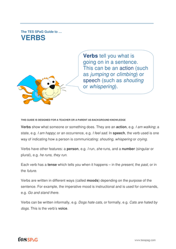 Verbs - Teacher/Parent Spag Guide