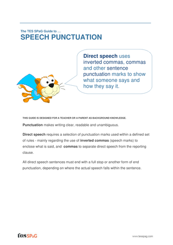 Speech Punctuation - Teacher/Parent Spag Guide