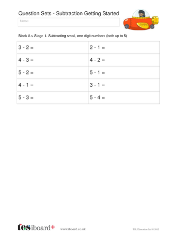 Subtraction from 10 - Getting Started Worksheet - KS1 Number
