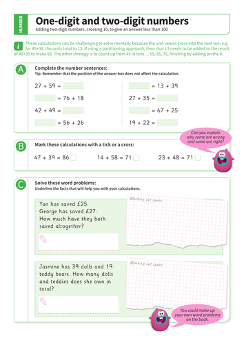 Addition within 100 - Adding Two-Digit Numbers Worksheet 2 - KS1 Number