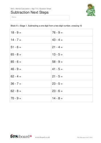 Subtraction within 1000 Question Sheets - KS2 Number