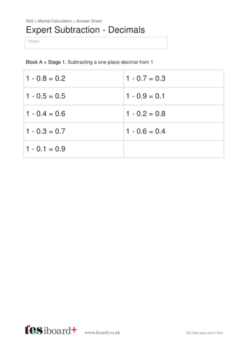 Subtraction with Decimals Question Sheets - KS2 Number | Teaching Resources