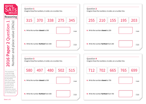 Compare and order numbers up to 1,000 - KS2 Maths Sats Reasoning - Practice Worksheet
