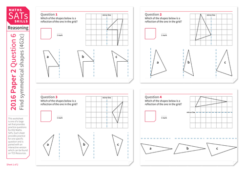 Finding Symmetrical Shapes Ks2 Maths Sats Reasoning Practice Worksheet Teaching Resources 6746