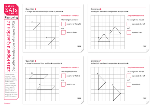 Describe translations of shapes - KS2 Maths Sats Reasoning - Practice Worksheet