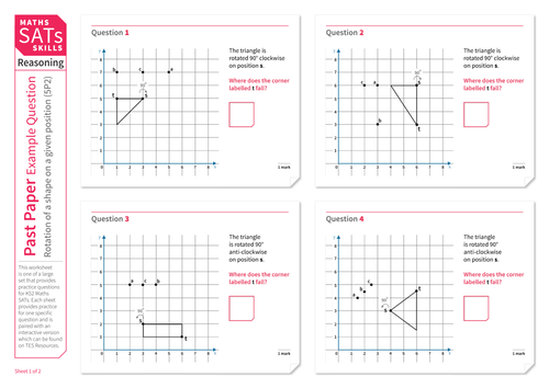 Rotation of shapes - KS2 Maths Sats Reasoning - Practice Worksheet
