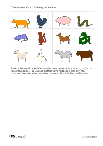 Ordering the Animals Worksheet Chinese New Year KS1 Teaching