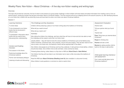 Christmas Non-Fiction Writing Lesson Plans - Christmas KS1