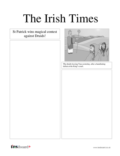 Newspaper Template -  St Patrick's Day KS2