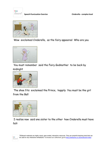 Cinderella Dialogue Punctuator Worksheet (Complex) - KS1/KS2 Literacy