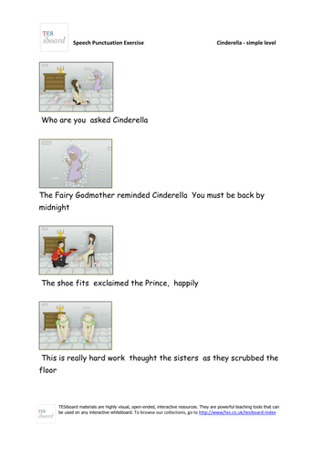 Cinderella Dialogue Punctuator Worksheet (Simple) - KS1/KS2 Literacy