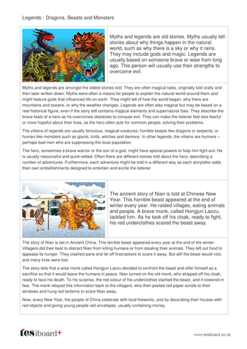 Dragon, Beasts and Monsters Storybook and Questions - Reading Level B - KS2 Literacy