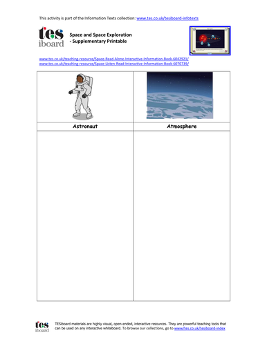 Information Worksheet - Planets and Space - KS1/KS2 Literacy