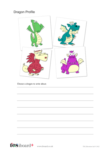 Character Writing Frame - Dragons - KS1 Literacy