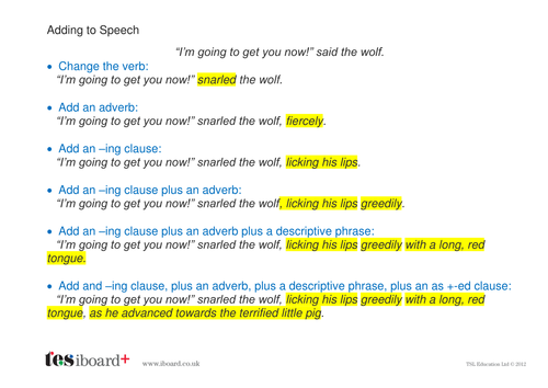 using speech in writing ks2