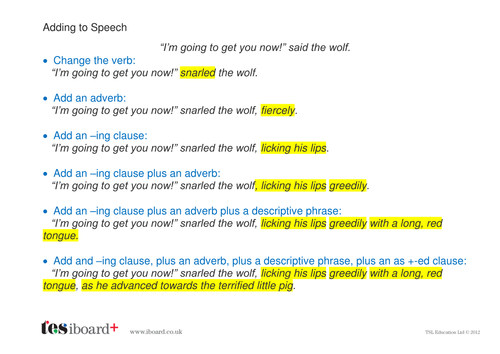 how to write speech in a story ks2