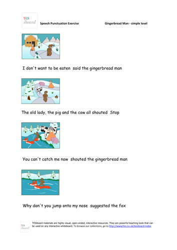 The Gingerbread Man Dialogue Punctuator Worksheet (Simple) - KS1/KS2 Literacy