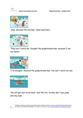 The Gingerbread Man Dialogue Punctuator Worksheet (Complex) - KS1/KS2 Literacy