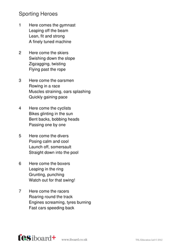 Sporting Heroes Poem - KS2 Poetry