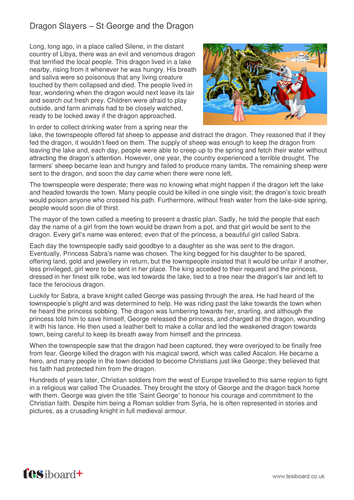 St George and The Dragon - Information Sheet - KS2 Literacy