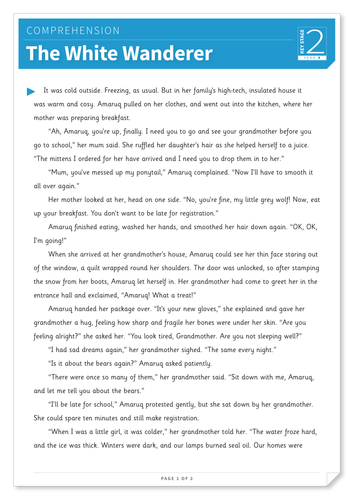 The White Wanderer - Text and Questions Exercise - Year 4 Reading Comprehension (Fiction)