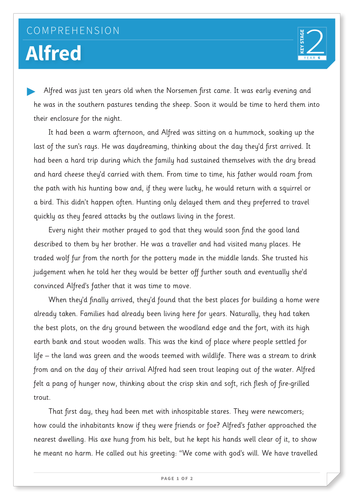 Alfred - Text and Questions Exercise - Year 6 Reading Comprehension (Fiction)