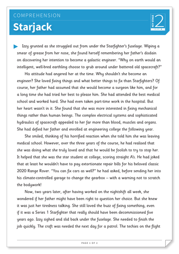 Starjack - Text and Questions Exercise - Year 6 Reading Comprehension (Fiction)