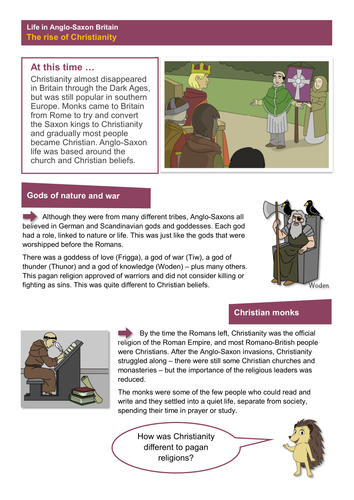 The Rise of Christianity - Worksheet - Anglo-Saxon Britain KS2