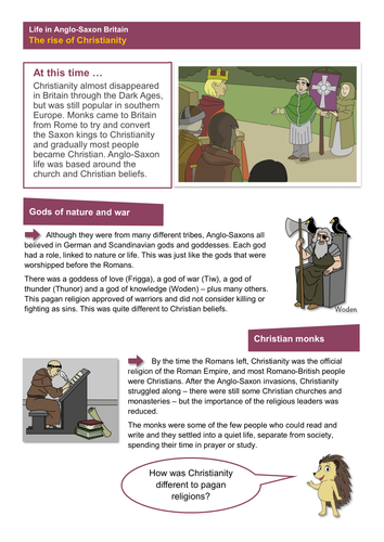 The Rise of Christianity - Worksheet - Anglo-Saxon Britain KS2 ...