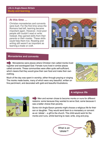 Study and Learning - Worksheet - Anglo-Saxon Britain KS2