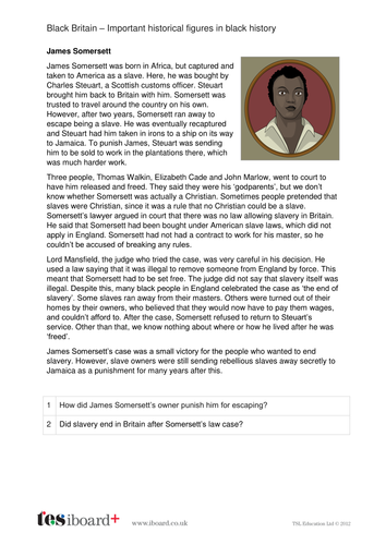 James Somersett - Profile and Writing Task - Black History in Britain KS2