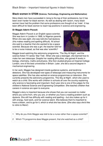 Maggie Aderin-Pocock - Profile and Writing Task - Black History in Britain KS2