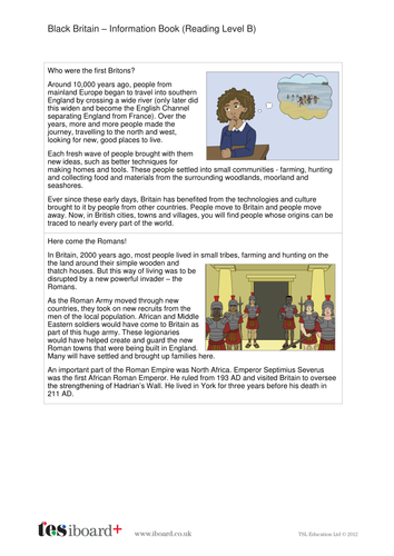 Comprehension Text and Question Worksheet (Reading Level B) - Black History in Britain KS2
