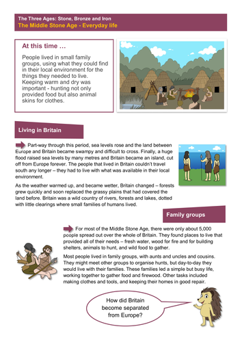 The Middle Stone Age: Everyday Life - Worksheet - The Stone Age KS2 ...