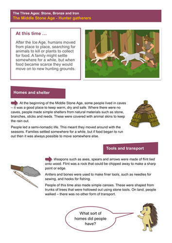Hunter-Gatherers - Worksheet - The Stone Age KS2 | Teaching Resources