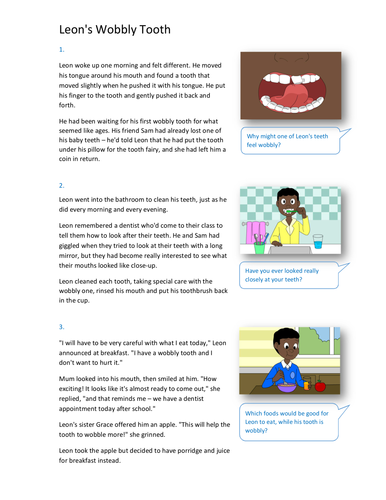 Leon's Wobbly Tooth Storybook - Independent Reader Level - PSHE KS1