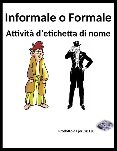 Informale o Formale (Familiar vs Formal in Italian) Nametag Activity