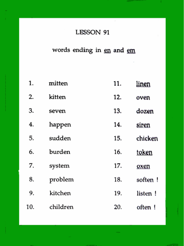 green spelling list Montessori