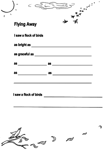 Flying Away - bird migration poetry sheet + guide