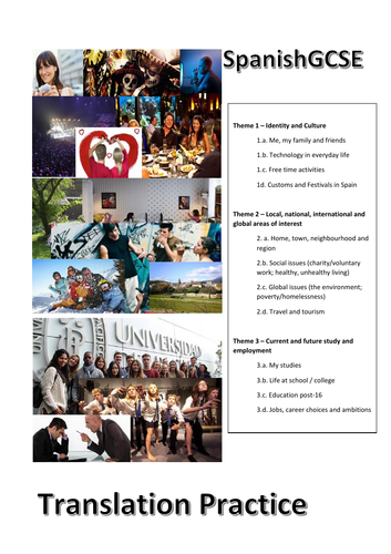 Spanish GCSE - Spanish to English translations (foundation). Perfect for home learning.