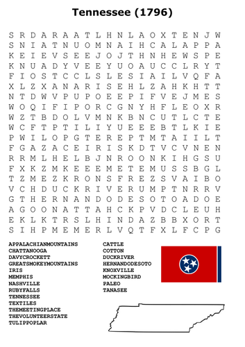 Tennessee State Word Search